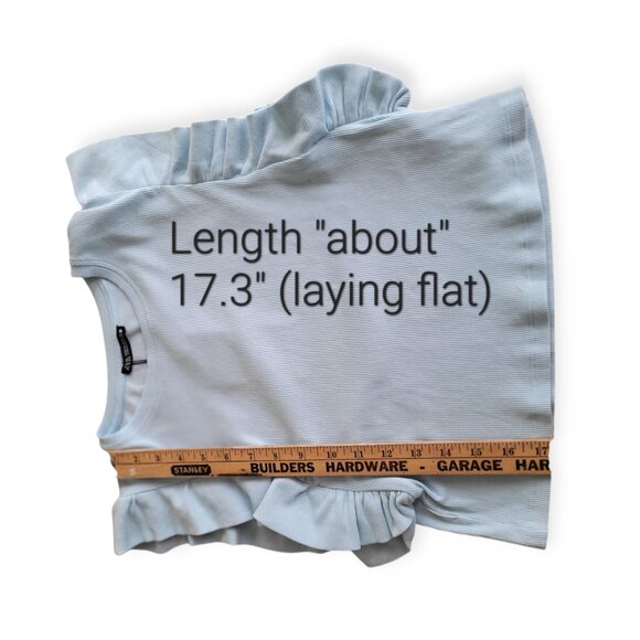 Zara sleeveless baby blue ruffled-sleeve Spring top size M NWT Sabrina Carpenter - Picture 9 of 13